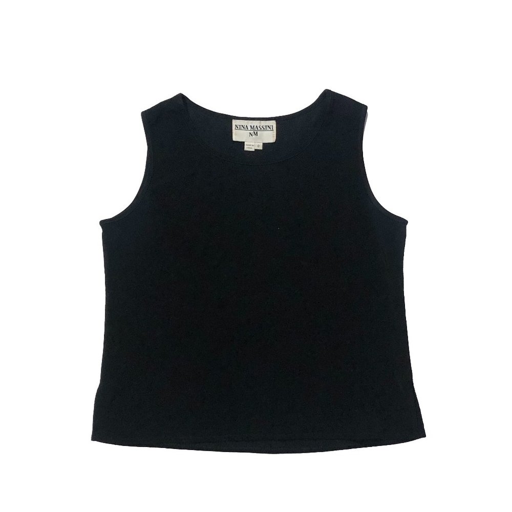Nina Massini Womens Size 8 Black Polyester Scoop Neck Sleeveless Top